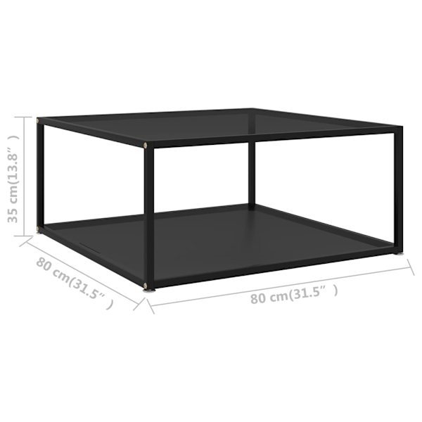 vidaXL Soffbord svart 80x80x35 cm härdat glas Svart
