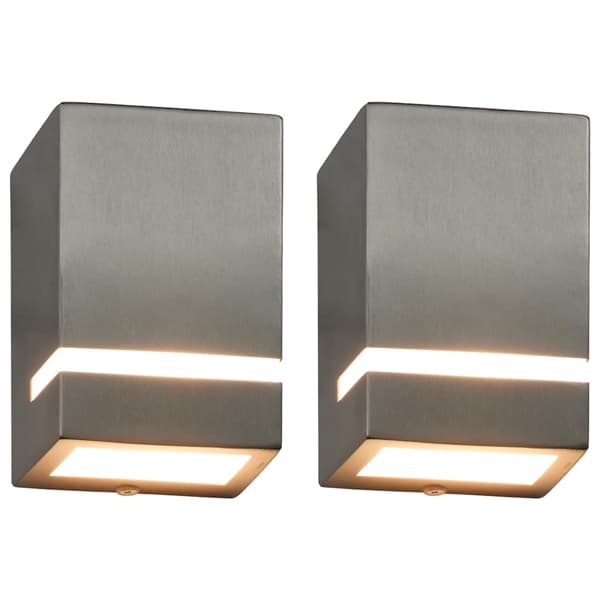 vidaXL Utomhusvägglampa 2 st 35 W silver rektangulär Silver