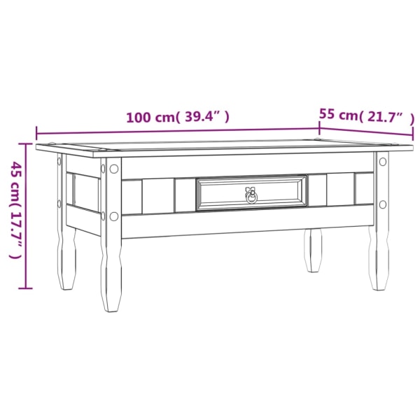 vidaXL Soffbord mexikansk Coronastil furu 100x55x45 cm Brun