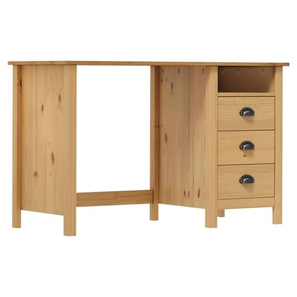 vidaXL Skrivbord Hill med 3 lådor 120x50x74 cm massiv furu Brun