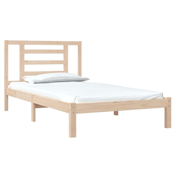 vidaXL Sängram massiv furu 90x200 cm Brun