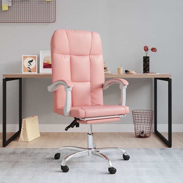 vidaXL Kontorsstol rosa konstläder Rosa