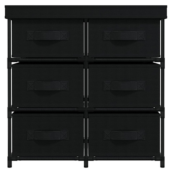 vidaXL Byrå med 6 lådor 55x29x55 cm svart stål Svart
