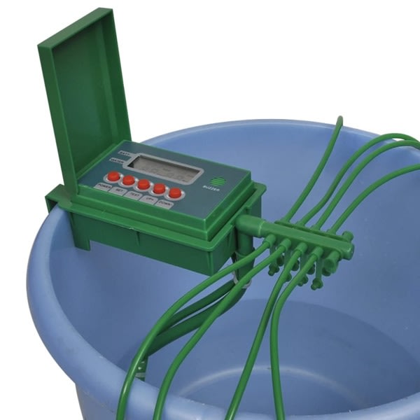 vidaXL Automatiskt bevattningssystem med vattenspridare och time Grön