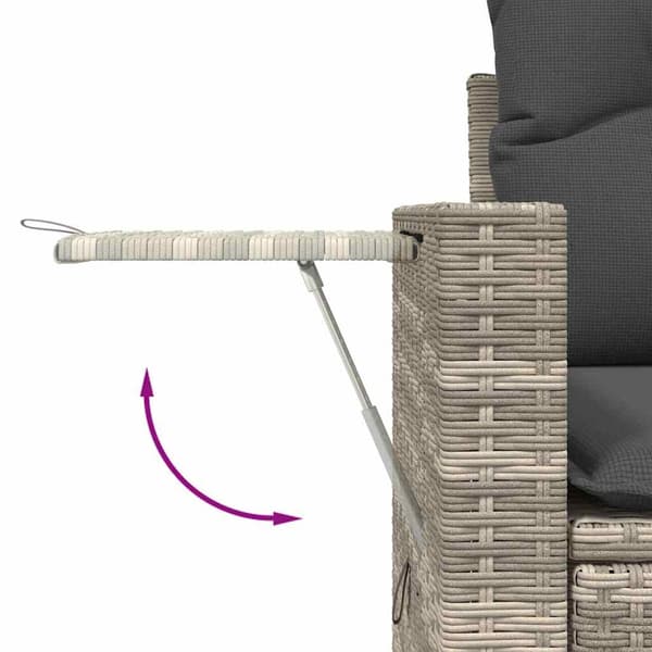 vidaXL Trädgårdssoffset med dynor 7 delar ljusgrå konstrotting Grå