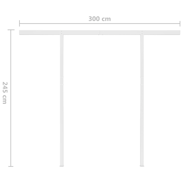 vidaXL Markis manuellt infällbar med LED 3x2,5 m gul och vit Gul