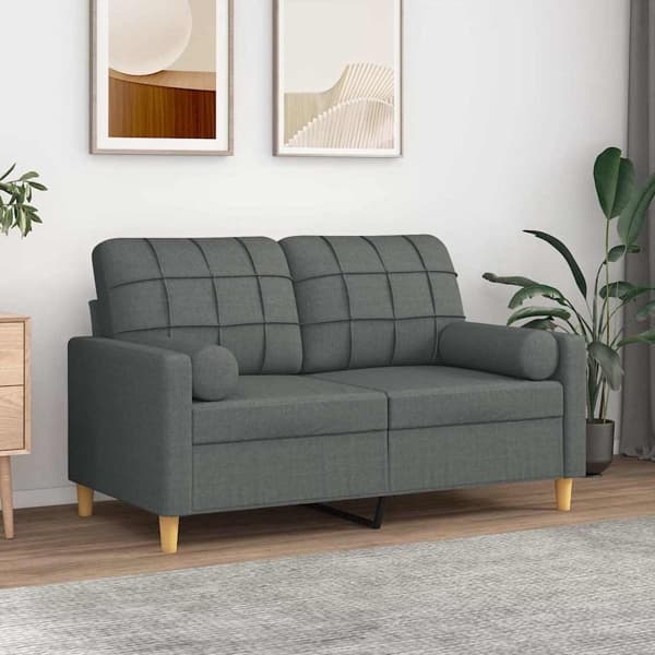 vidaXL Prydnadskuddar 2 st mörkgrå Ø15x50 cm tyg Grå