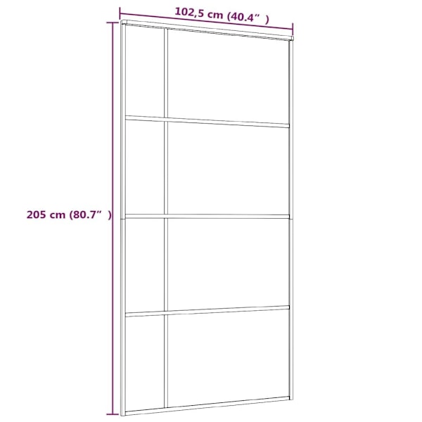 vidaXL Skjutdörr ESG-glas och aluminium 102,5x205 cm svart Svart