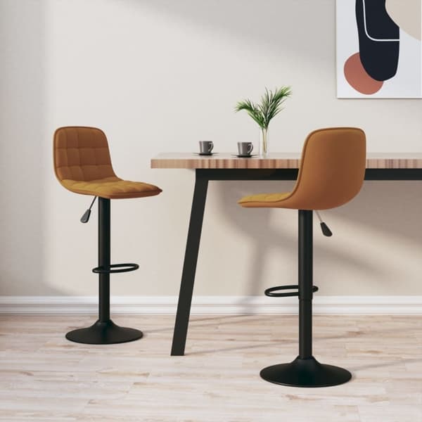 vidaXL Barstolar 2 st brun sammet Brun