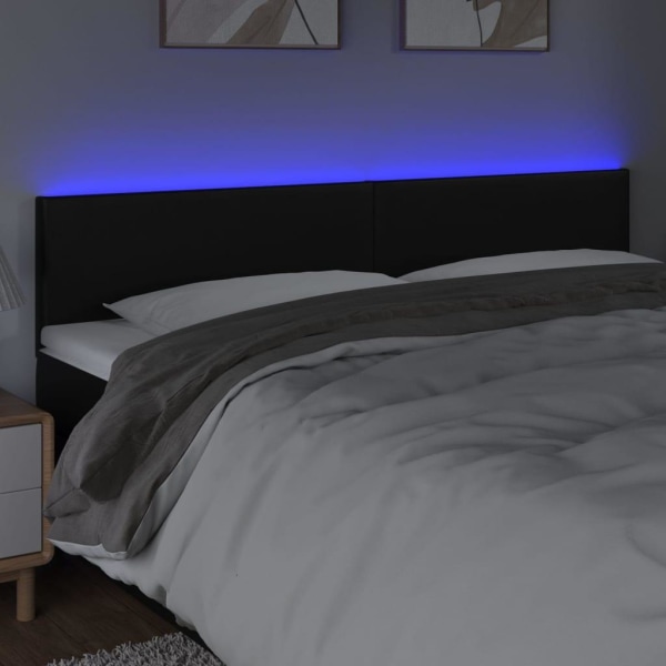vidaXL Sänggavel LED svart 180x5x78/88 cm konstläder Svart