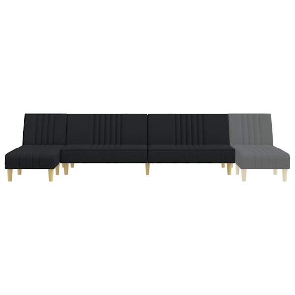 vidaXL L-formad bäddsoffa svart 255x140x70 cm tyg Svart