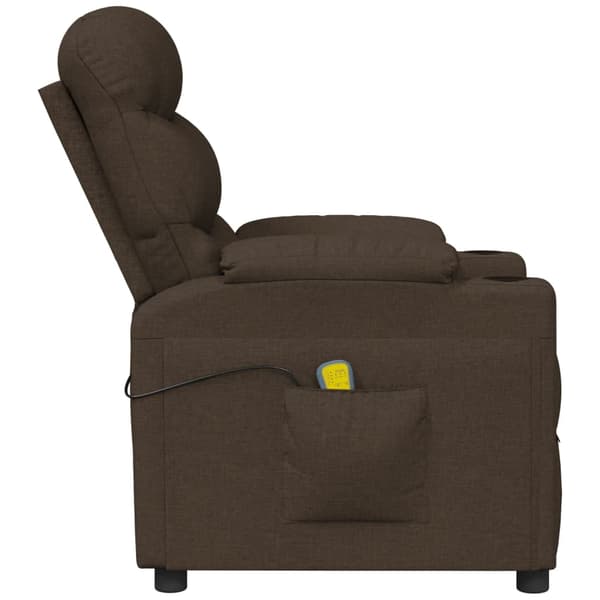 vidaXL Massagefåtölj mörkbrun tyg Brun