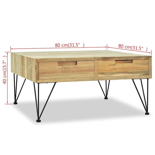 vidaXL Soffbord 80x80x40 cm massivt teakträ Brun