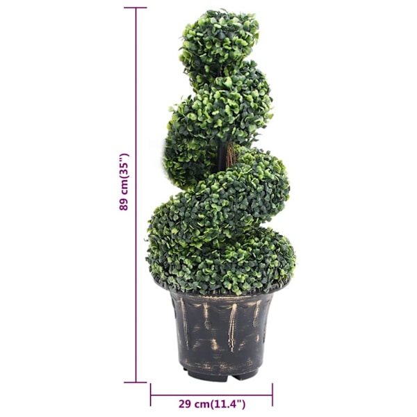 vidaXL Konstväxt buxbomar spiral med kruka 89 cm grön Grön