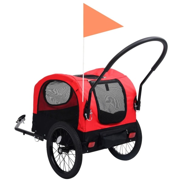vidaXL 2-i-1-Cykelvagn för husdjur och joggingvagn röd och svart Röd db82 |  Red | 10800 | Fyndiq