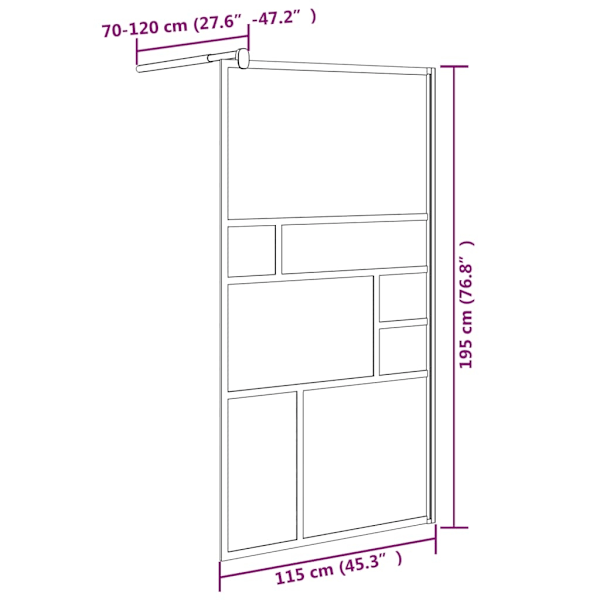 vidaXL Duschvägg 115x195 cm ESG-glas vit Vit