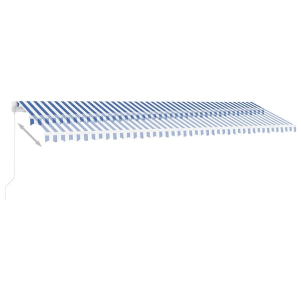 vidaXL Markis manuellt infällbar med LED 600x300 cm blå och vit Blå