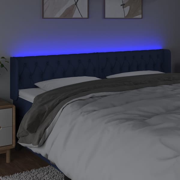 vidaXL Sänggavel LED blå 183x16x78/88 cm tyg Blå