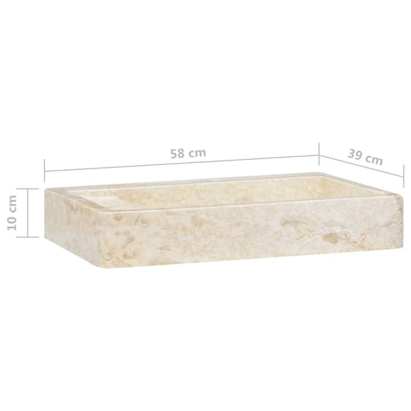 vidaXL Handfat gräddvit 58x39x10 cm marmor Creme