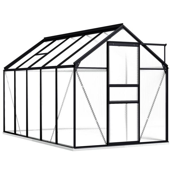 vidaXL Växthus med basram antracit aluminium 5,89 m² Antracit
