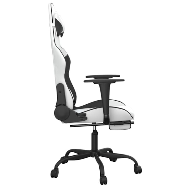 vidaXL Gamingstol med massage och fotstöd vit och svart konstläder Vit