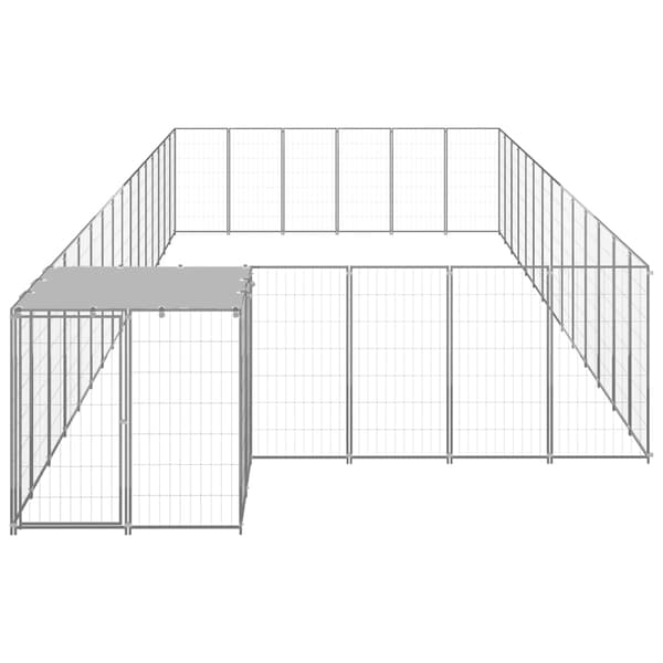 vidaXL Hundgård silver 26,62 m² stål Silver