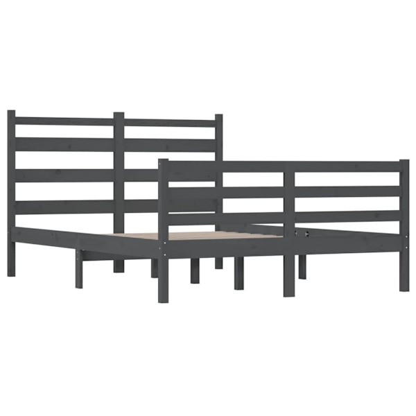 vidaXL Sängram massiv furu 160x200 cm grå Grå