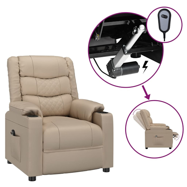 vidaXL Elektrisk reclinerfåtölj cappuccino konstläder Brun