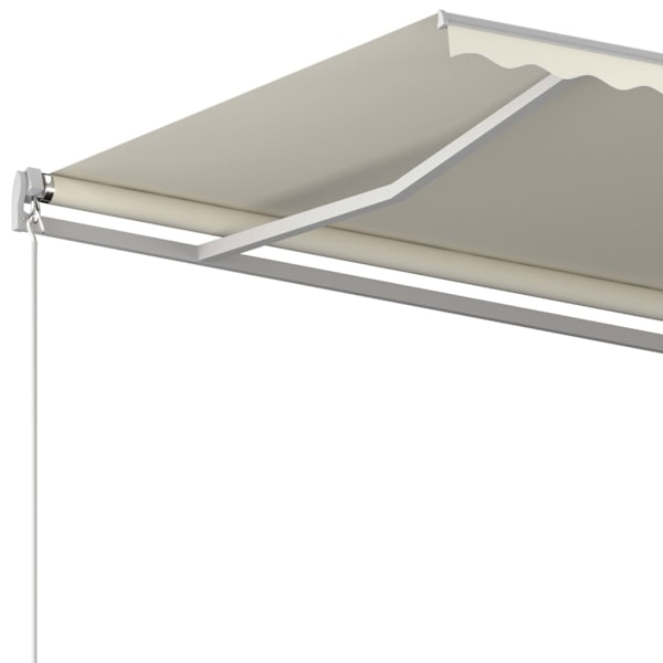 vidaXL Markis med stolpar automatisk infällbar 4x3 m gräddvit Creme
