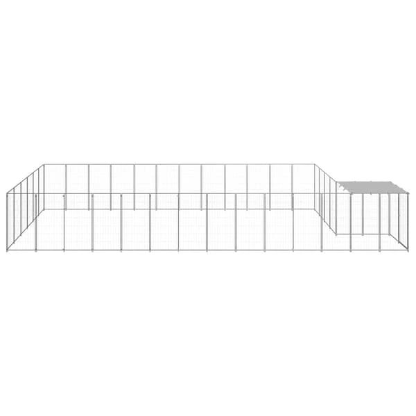 vidaXL Hundgård silver 22,99 m² stål Silver