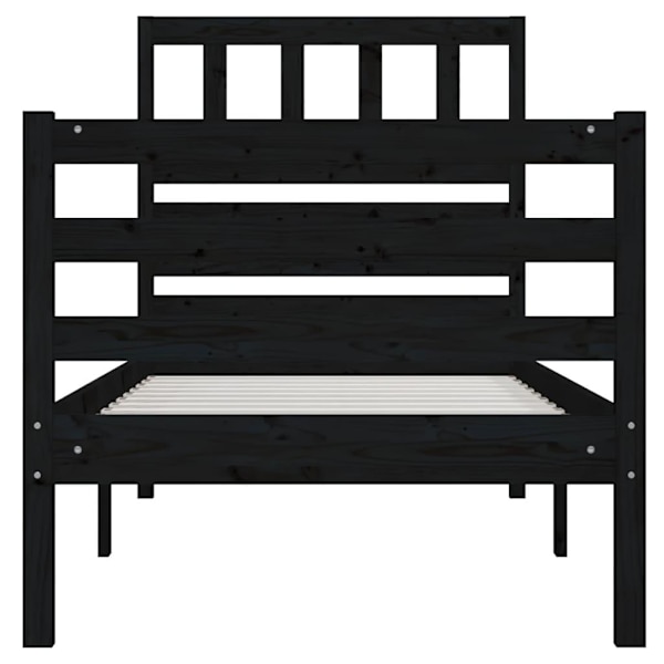 vidaXL Sängram svart massivt trä 90x200 cm enkelsäng Svart