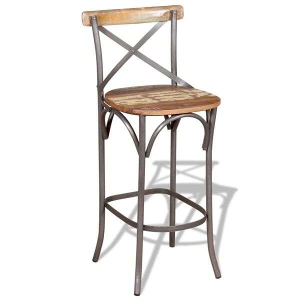 vidaXL Barstol i massivt återvunnet trä 45x45x110 cm multifärg