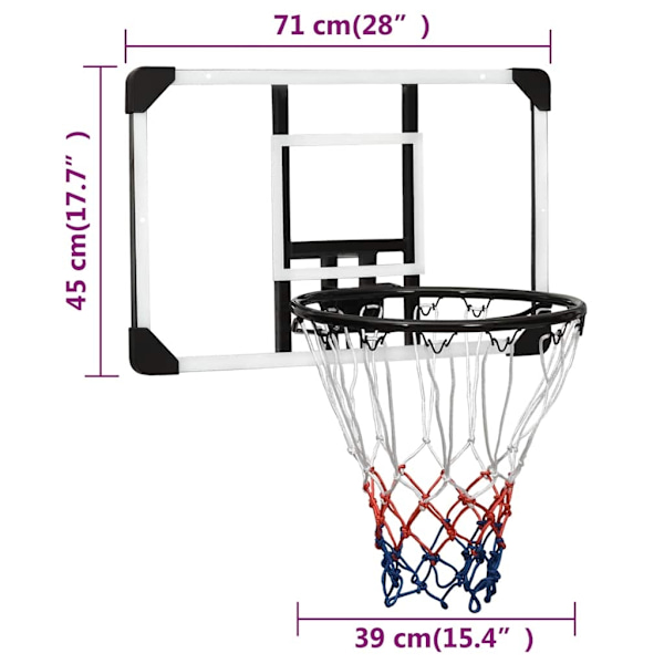 vidaXL Basketkorg transparent 71x45x2,5 cm polykarbonat Transparent