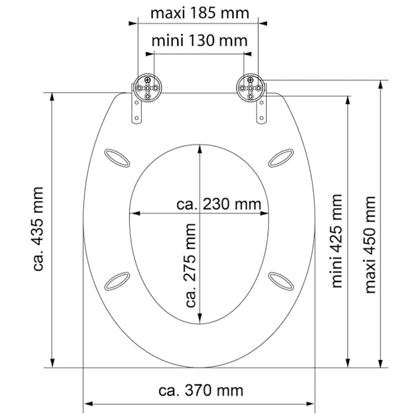 SCHÜTTE Toalettsits högglans med mjuk stängning DIAMOND MDF multifärg