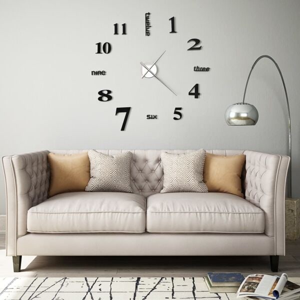 vidaXL Väggklocka 3D modern design 100 cm XXL svart Svart