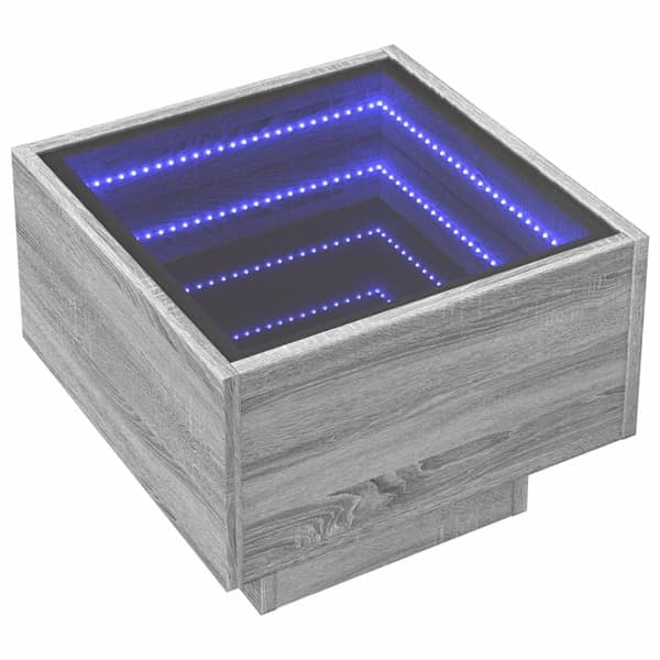 vidaXL Sängbord med Infinity LEDs grå sonoma 40x40x30 cm Grå