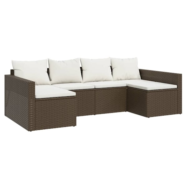 vidaXL Loungegrupp med dynor 2 delar brun konstrotting Brun