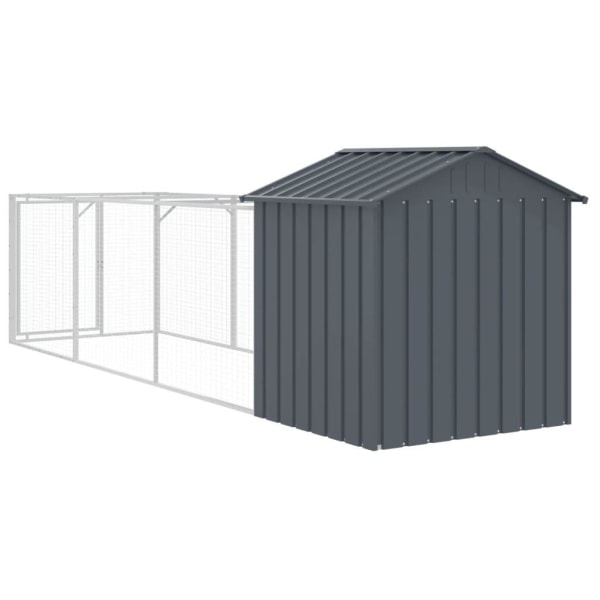 vidaXL Hundkoja med tak antracit 117x405x123 cm galvaniserat stål Antracit