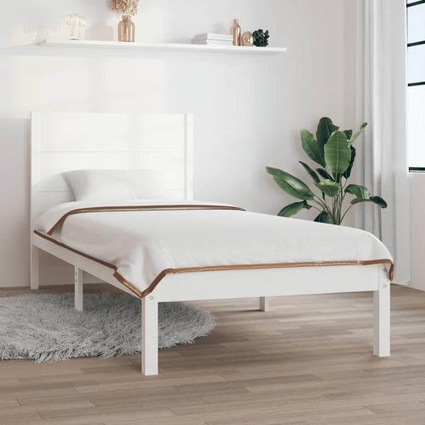 vidaXL Sängram vit massivt trä 75x190 cm Vit