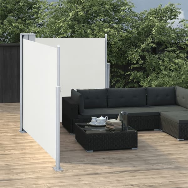 vidaXL Infällbar sidomarkis gräddvit 120x600 cm Creme