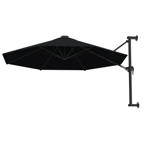 vidaXL Väggmonterat parasoll med metallstång 300 cm svart Svart