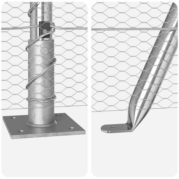 vidaXL Hexagonal stängsel med betongfundament 100 x 1 m Silver Mesh Silver