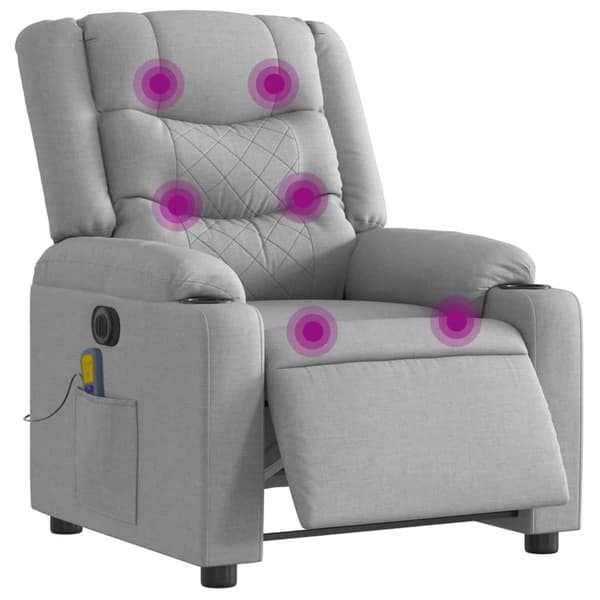 vidaXL Elektrisk massagefåtölj ljusgrå tyg Grå