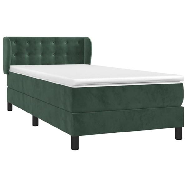 vidaXL Ramsäng med madrass mörkgrön 100x200 cm sammet Grön