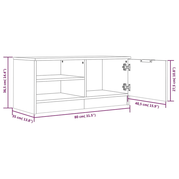 vidaXL Tv-bänk betonggrå 80x35x36,5 cm konstruerat trä Grå