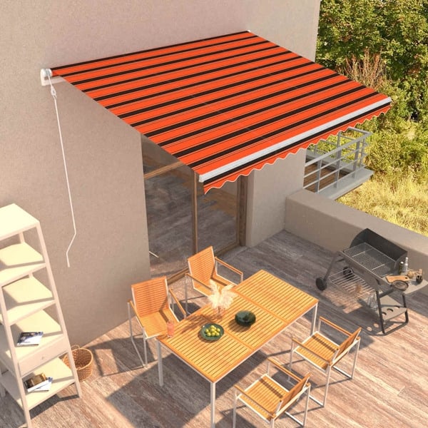 vidaXL Markis automatiskt infällbar 400x300 cm orange och brun Orange