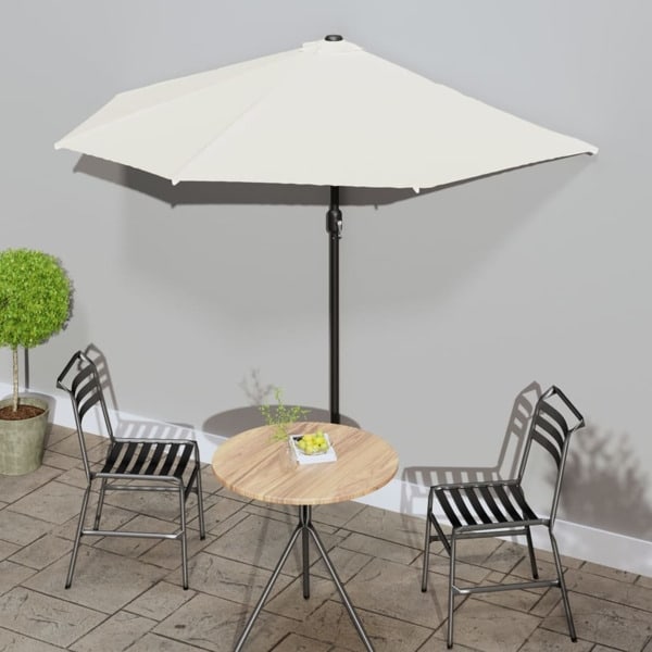 vidaXL Balkongparasoll med aluminiumstolpe sand 270x144 cm halvrunt Beige