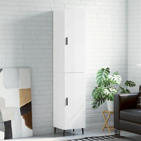 vidaXL Högskåp vit högglans 34,5x34x180 cm konstruerat trä Vit