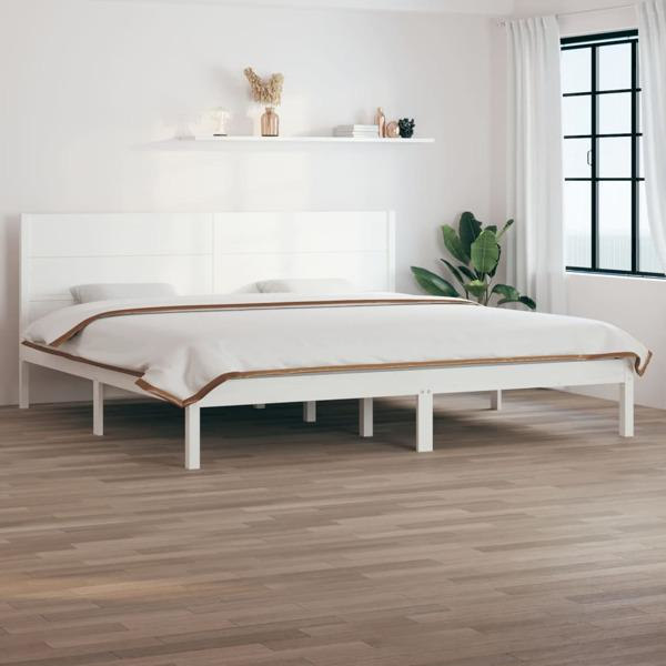 vidaXL Sängram vit massiv furu 200x200 cm Vit
