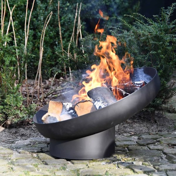 Esschert Design Eldfat lutande stål svart FF402 Svart